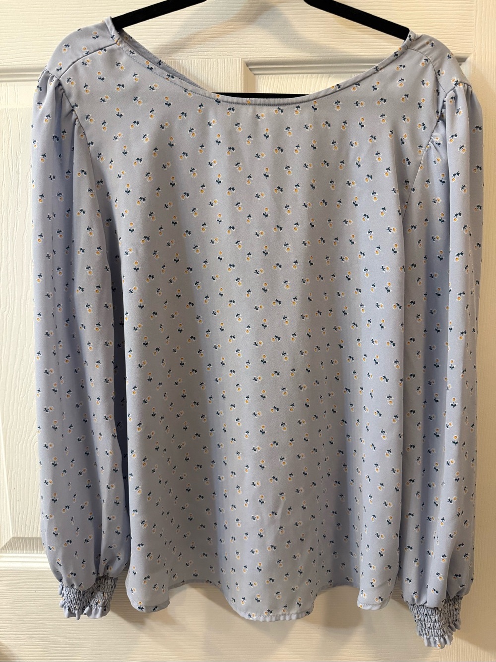 LOFT Pale Blue Floral Boatneck Blouse